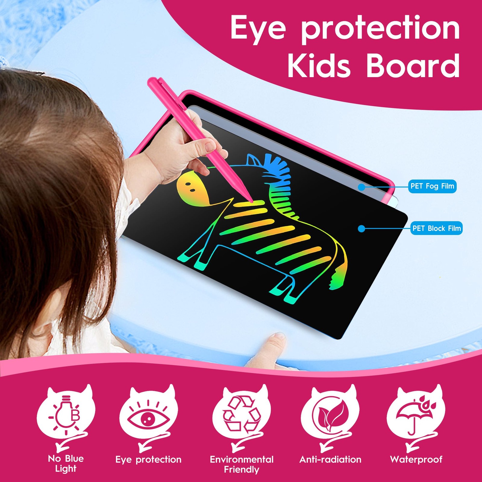 20" LCD Writing Tablet for Kids, Educational Drawing & Learning Toy, Mess-Free