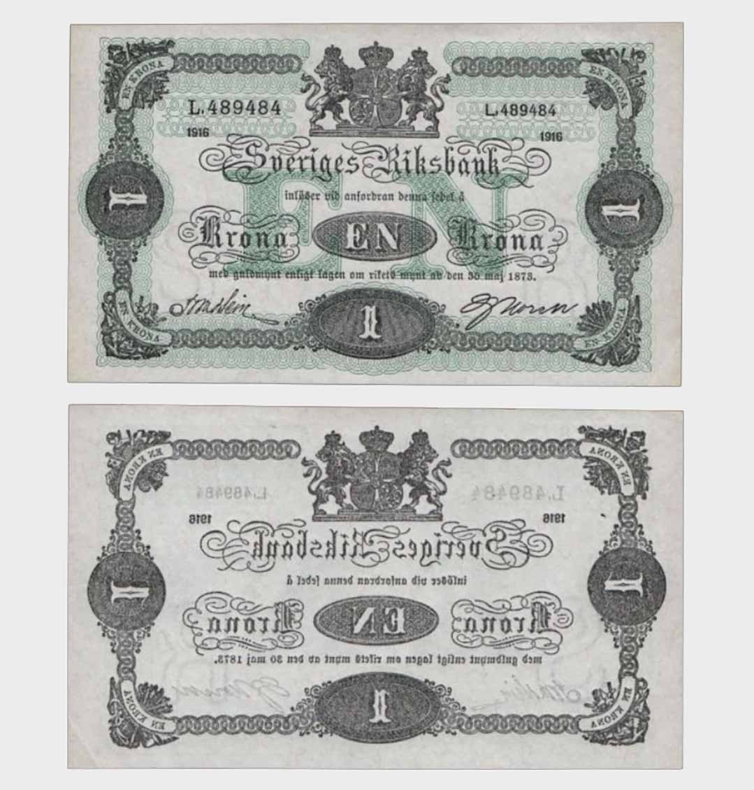 Sweden - 1916 - 1 Krona - "aUNC"  #CO8133