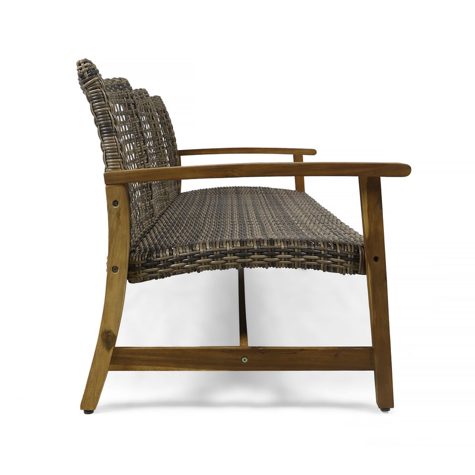 Patio Furniture Sets Three Seater Wicker Wood Sofa Garden Couch Wooden Bench