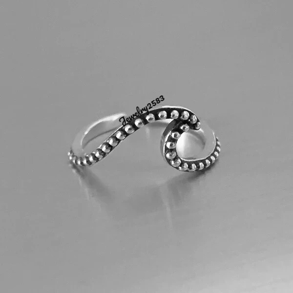 New Year GIFT 4 WOMEN'S Solid Metal Big Wave Adjustable Toe ring 925 Silver