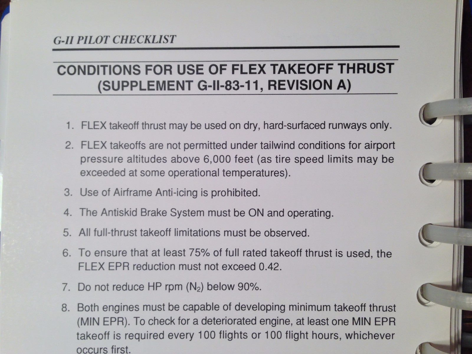 Gulfstream II Normal Procedures Pilot's Checklist Manual