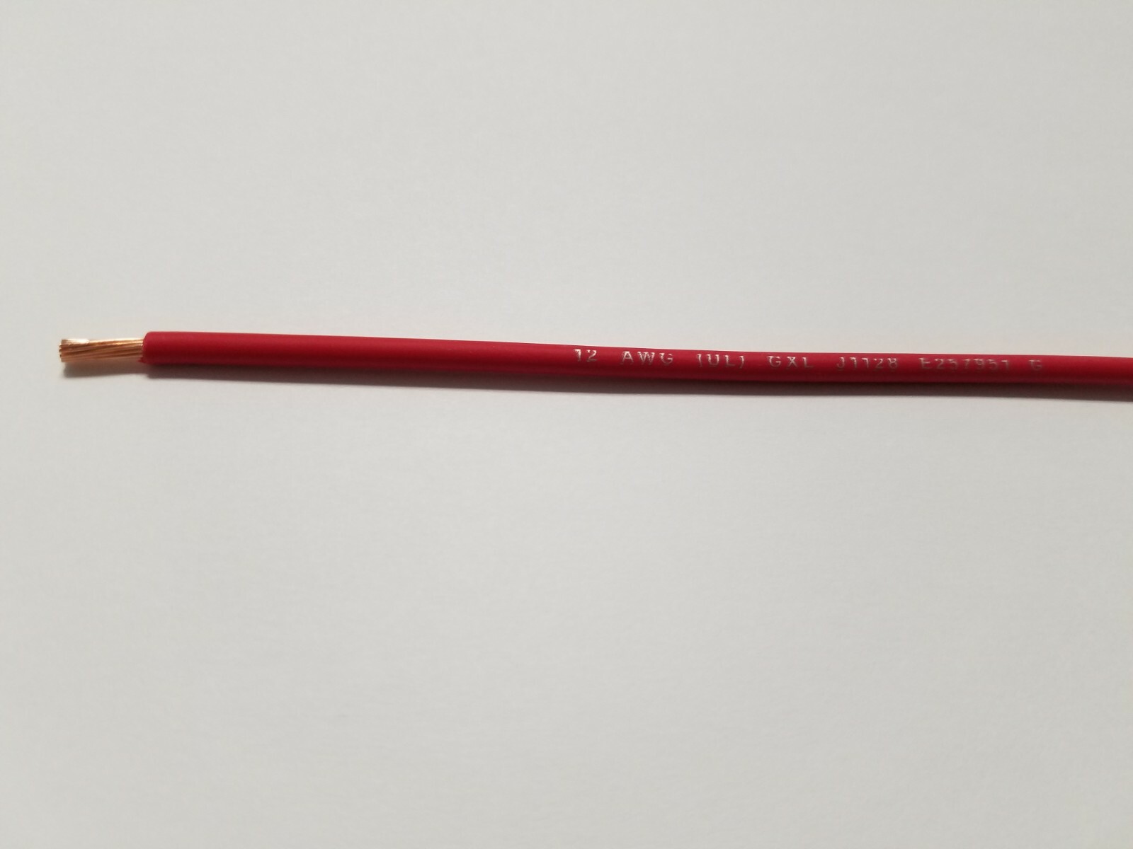 RED GXL 12 AWG AUTOMOTIVE WIRE WITH LEGEND PRINT HIGH TEMP  COPPER USA 25'