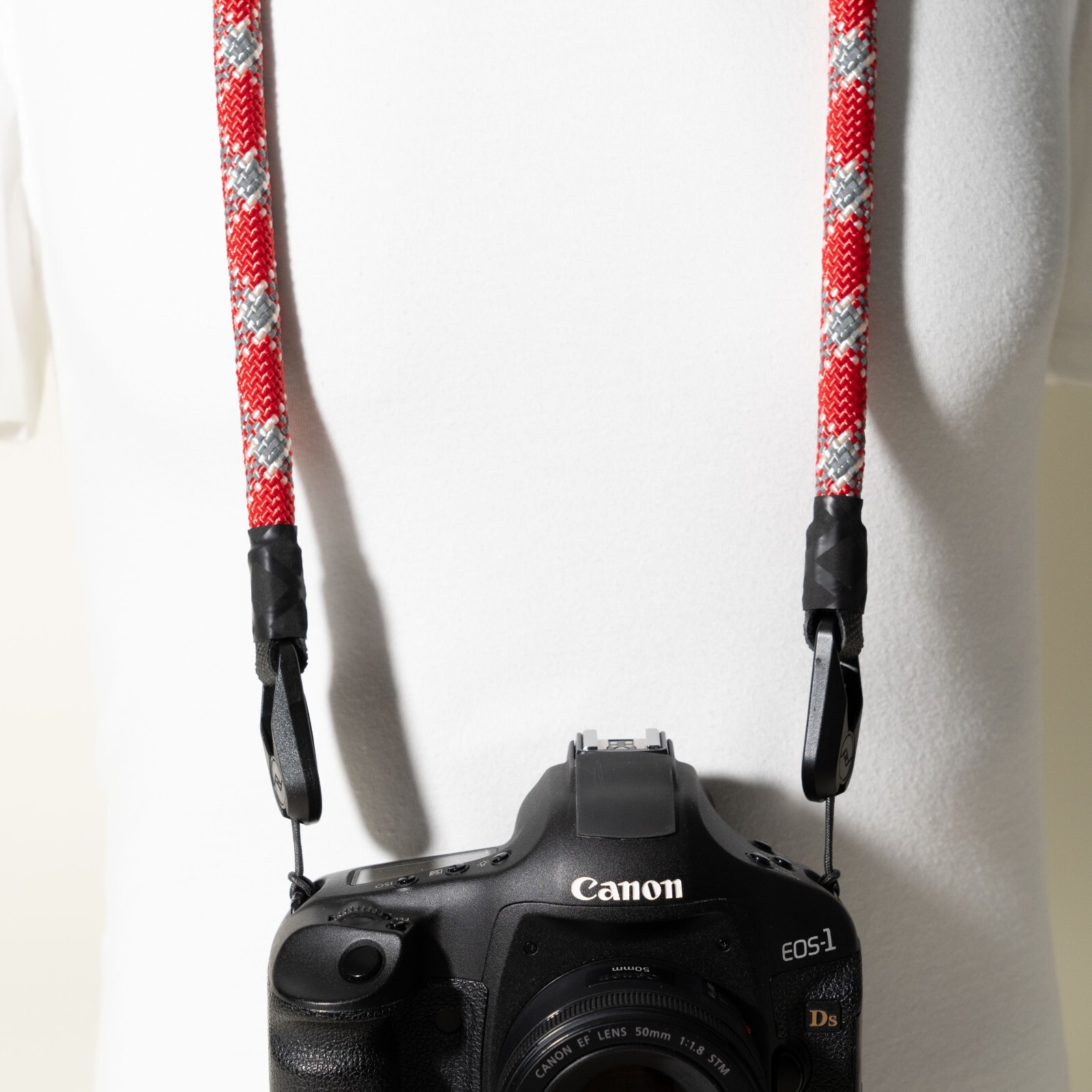 THICK 42” Bright Red/Grey/White Camera Rope Strap w/ Peak Design Anchors