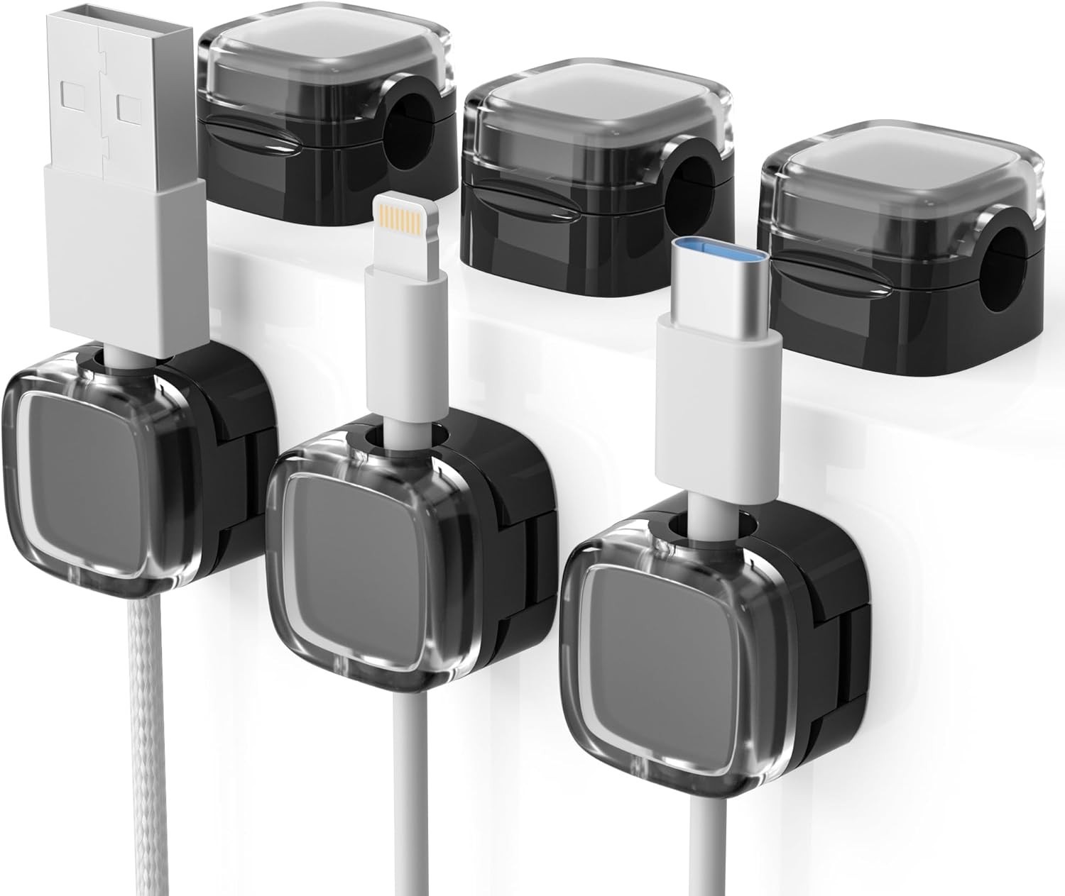 Versatile 6 Pack Self-Adhesive Cable Clips - Minimalist Desk Organizer Solution