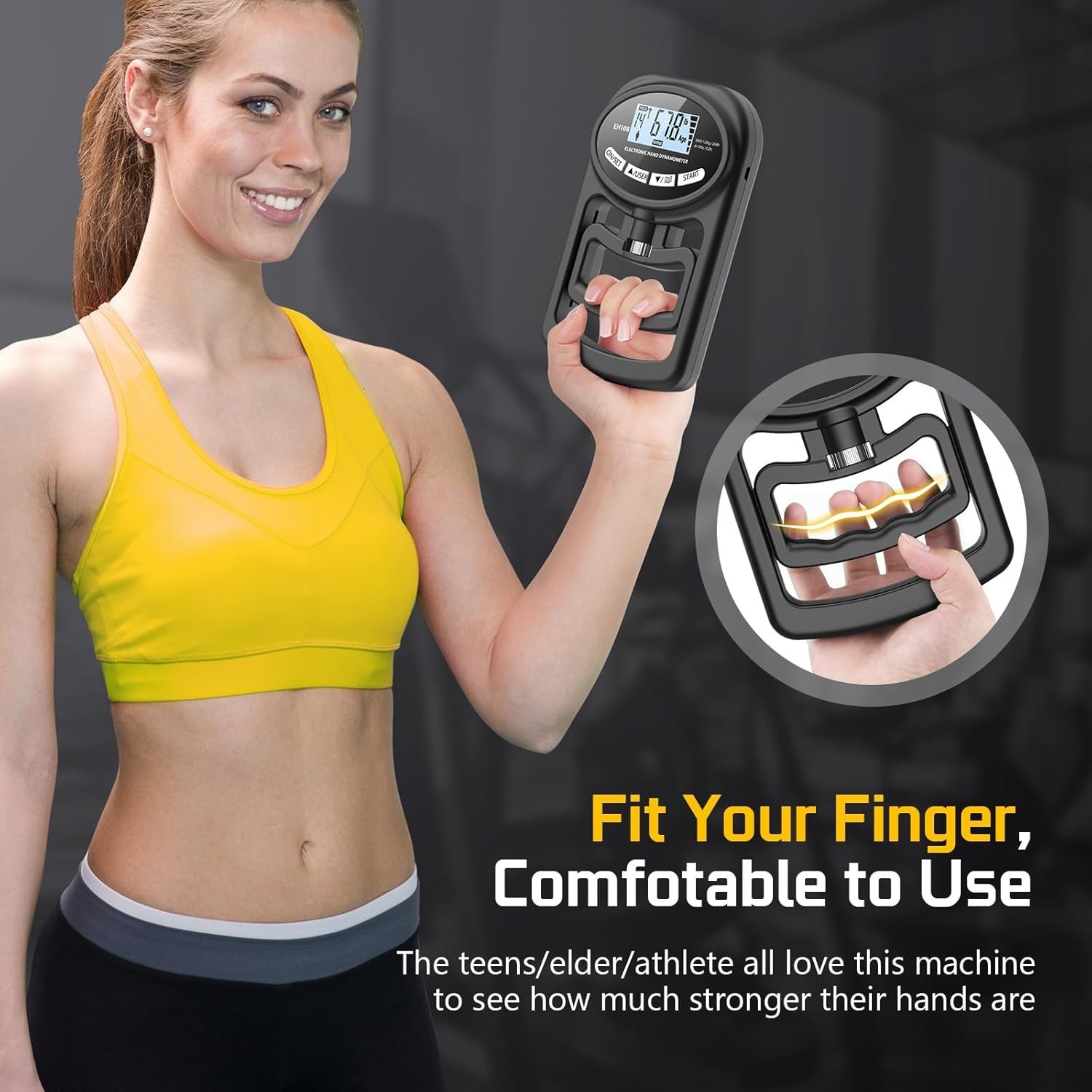 Hand Grip Strength Tester Trainer - Electronic Hand Dynamometer Forearm Grip Str