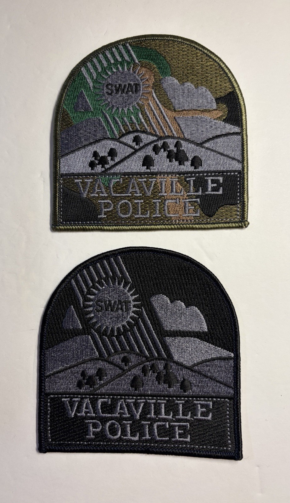 CALIFORNIA VACAVILLE POLICE SUBDUED SWAT 2 PATCH SET SONOMA  COUNTY #D33