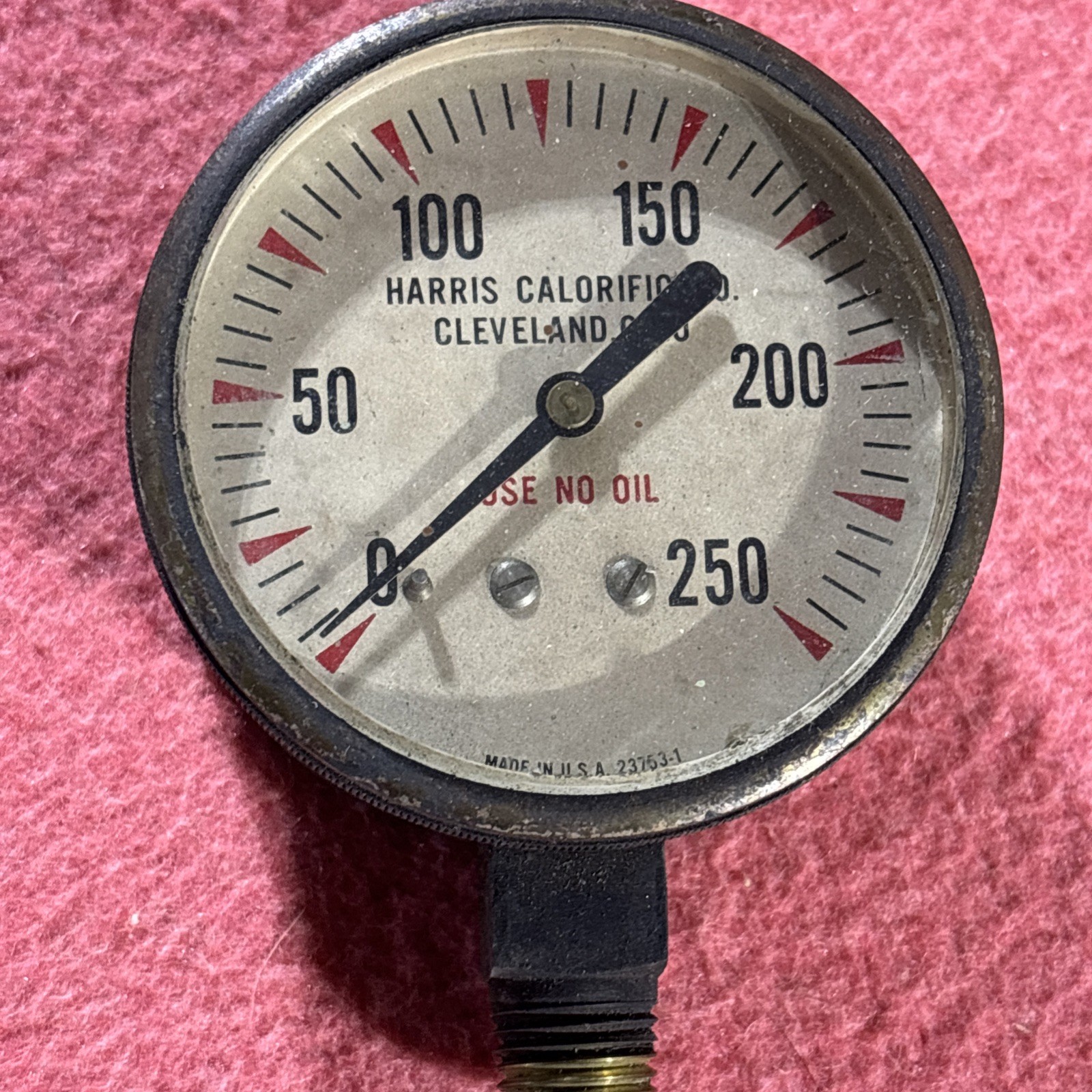 👀 Vintage Harris Calorific beveled brass Steampunk industrial pressure gauge