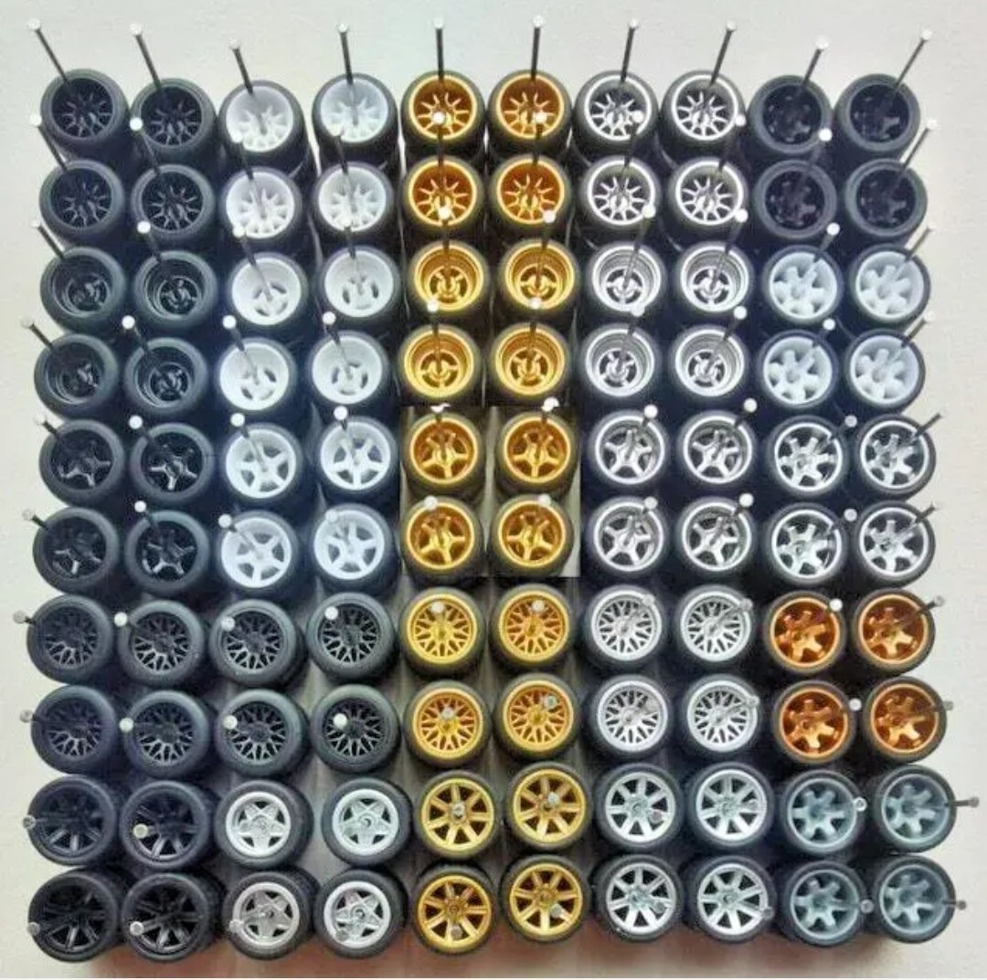 10 Sets - RANDOM MIX (10 Cars) - Hot Wheels Rims & Real Riders Rubber Tires 1/64