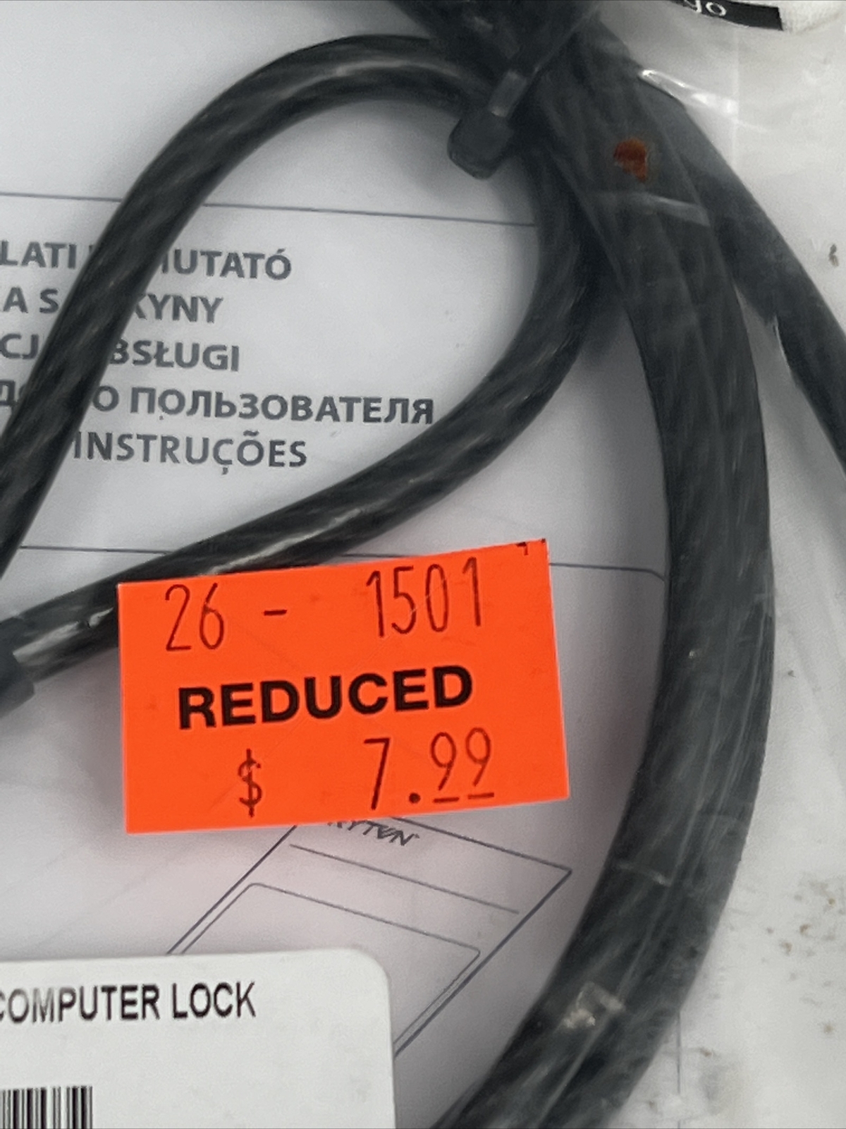 Tryten Laptop Lock Pro Keyed Alike Security Cable Lock Translucent Dark 6 Ft
