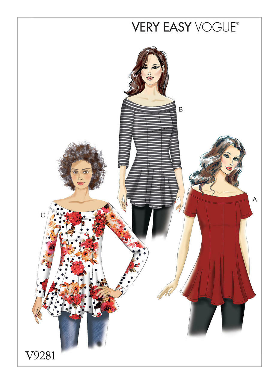 Vogue Misses' Knit Fit-and-Flare TOP R10406, Size (6-8-10-12-14)