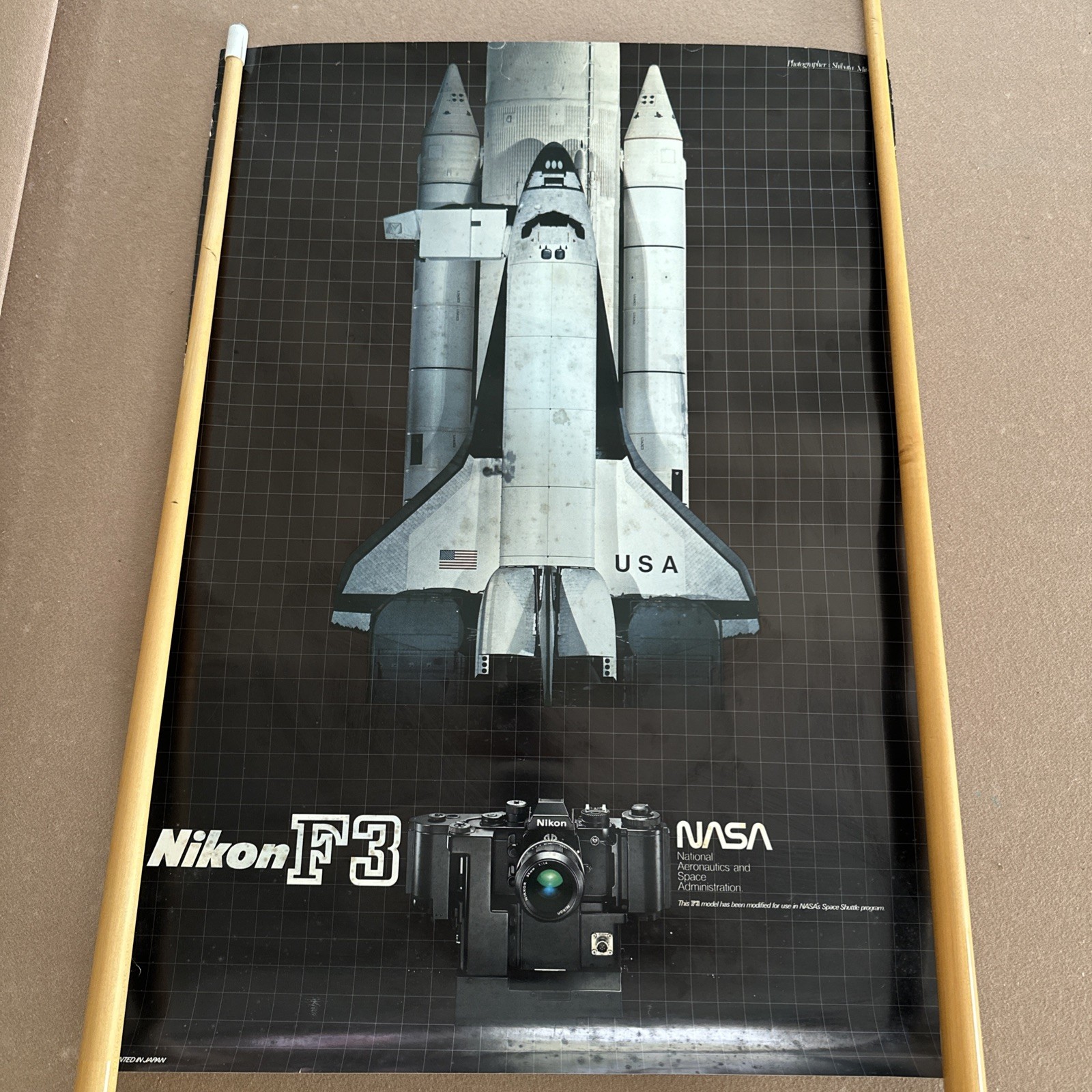 VTG Authentic 1980s NASA Space Shuttle Nikon F3 Camera Film Poster Japan