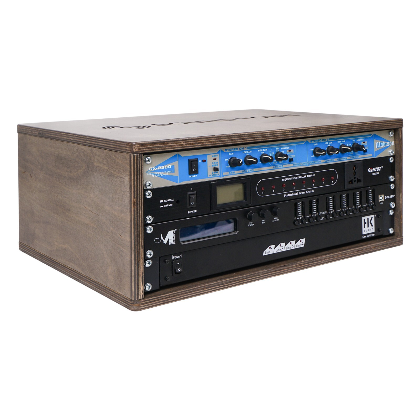 OPEN BOX:Sound Town DIY 4U Studio Rack Baltic Plywood Weathered  (SDRK-Y4B-R)