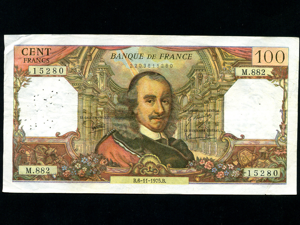 France:P-149e,100 Francs,1975 * Pierre Corneille *