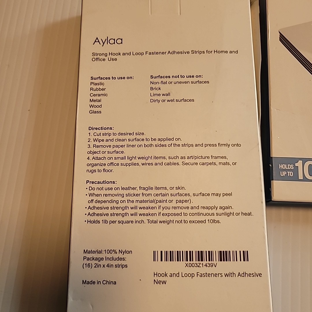 64x Aylaa 10lb Adhesive Hook And Loop Strips 2in X 4in