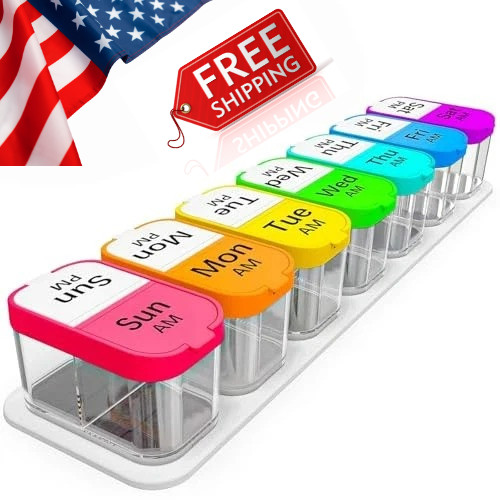 Daviky Extra Large Pill Box Organizer 7 Day, Weekly Pill Box 2 Times a Day,AM PM