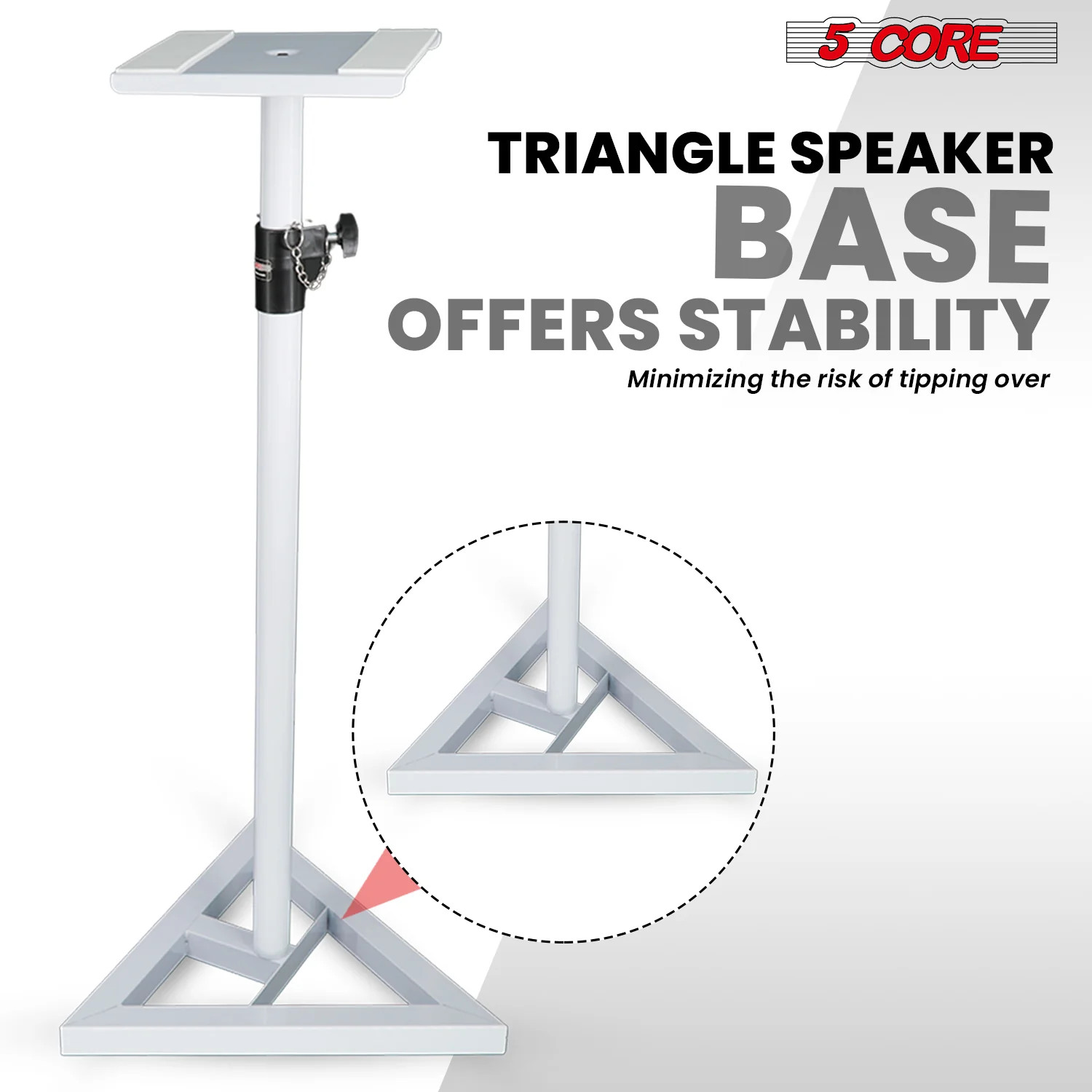 5 Core Speaker Stand Pair Heavy Duty Height Adjustable Height 59.5" 100Lb