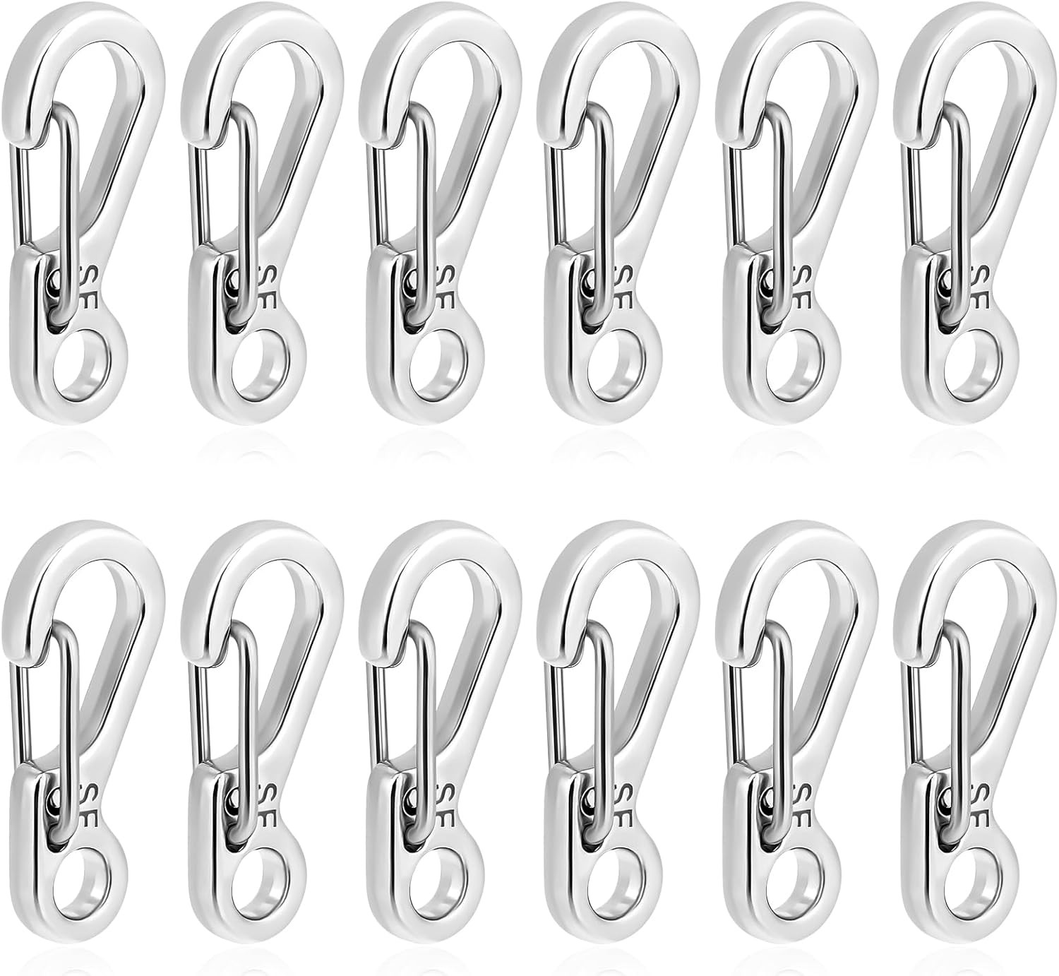 12 Pcs Tiny Carabiner Clip Metal Small Spring Snap Hooks, 1 Inch Key Chain Clip