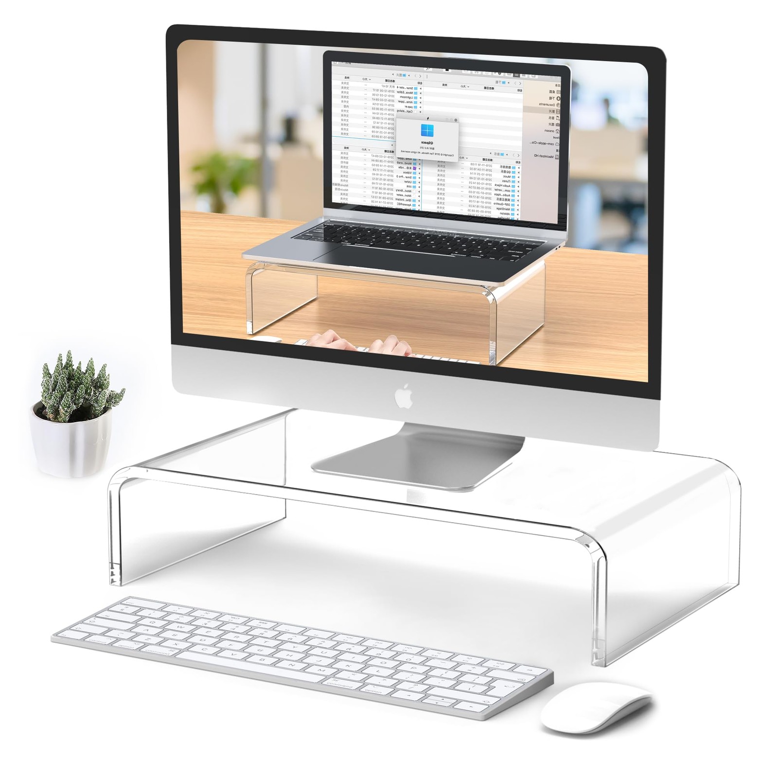 Acrylic Monitor & Laptop Stand Riser - Clear Computer & Laptop Stand for Desk...