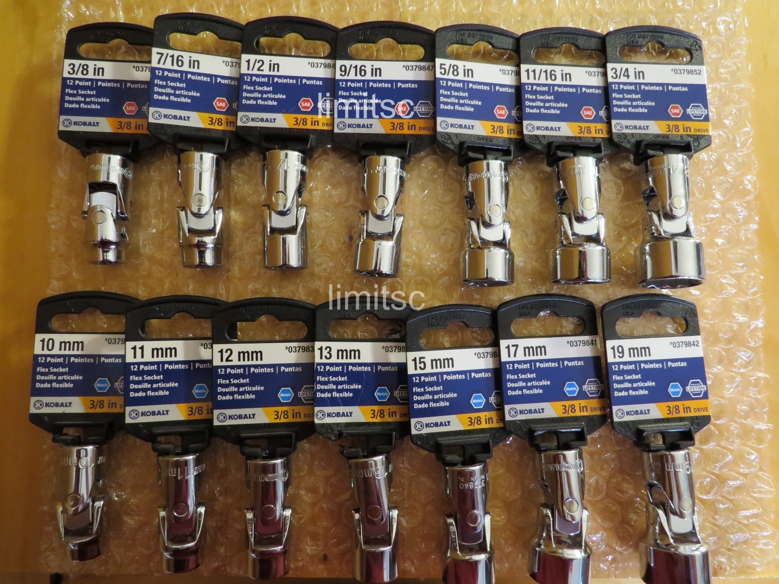 Kobalt Flex Swivel Metric & SAE Sockets - 12 point - 3/8" Drive - Your Choice