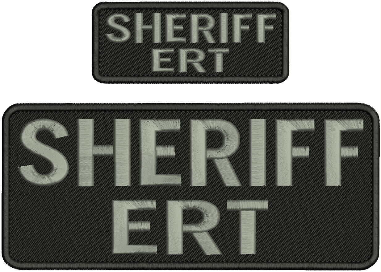 SHERIFF ERT EMBROIDERY PATCHES 4X10 AND 2X5 HOOK ON BACK GREY ON BLACK