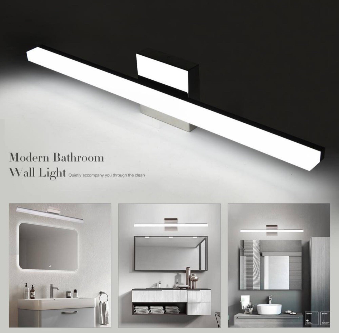 ELECWISH 4.5 in. 1-Light Silver LED Vanity Light Bar 3000K