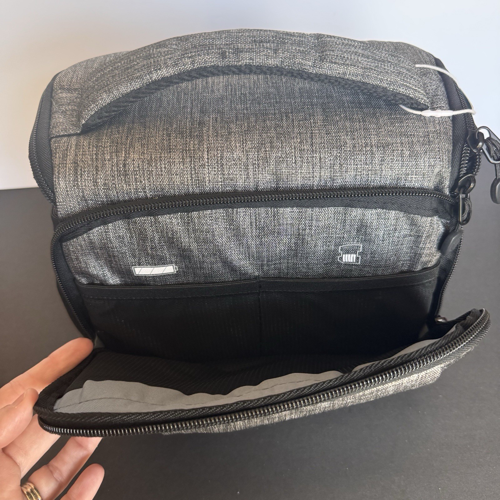 BAGSMART Compact Camera Shoulder Bag with Waterproof Rain Cover Grey Gray