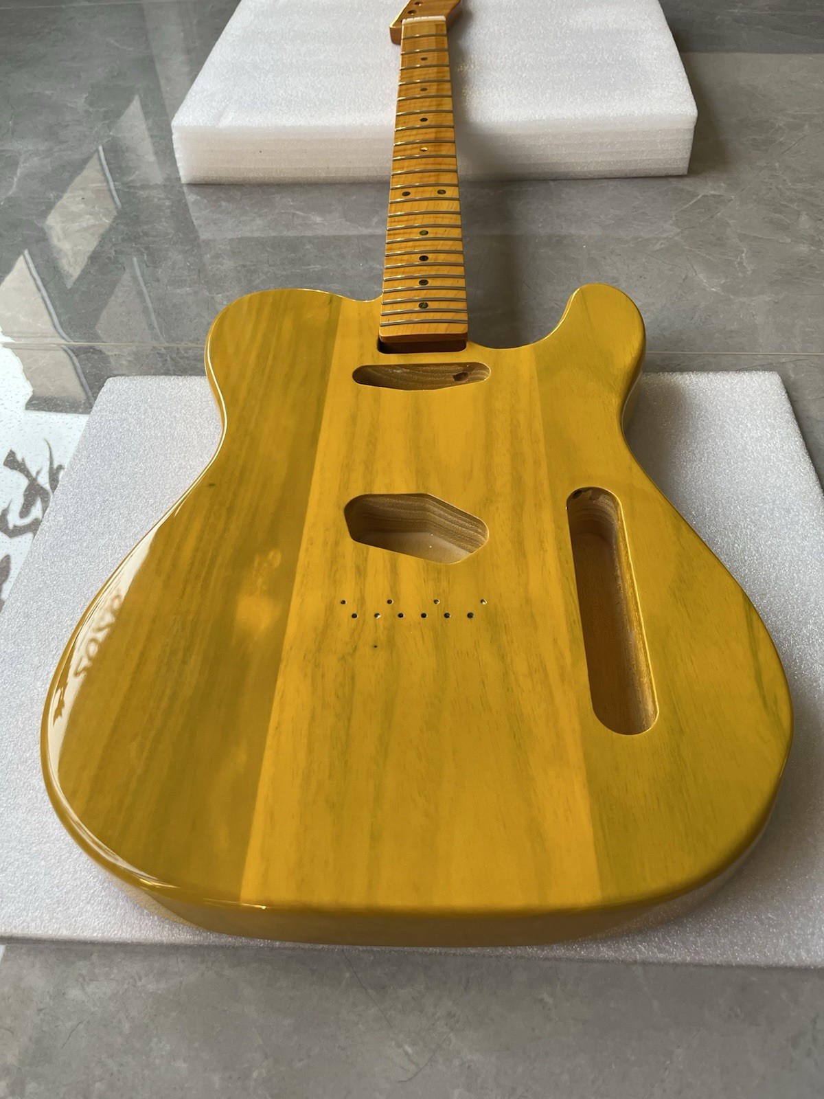 New Lightweight Paulownia Guitar Body+Maple Neck, Yellow  Gloss