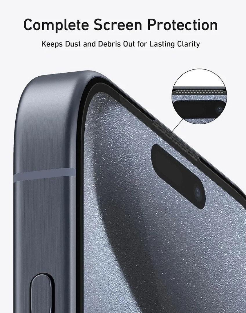Screen Protector for iPhone 15 Pro Bubble-and-Dust-Free iPhone HD Tempered Glass
