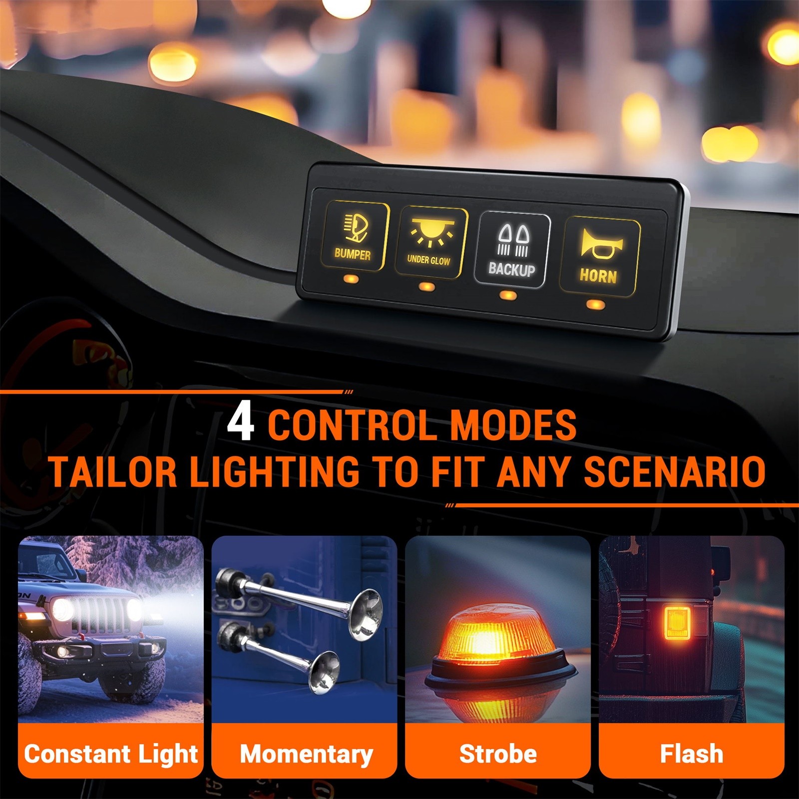 4 Gang Wireless Switch Panel Led Light Bar Remote Control Relay System Box