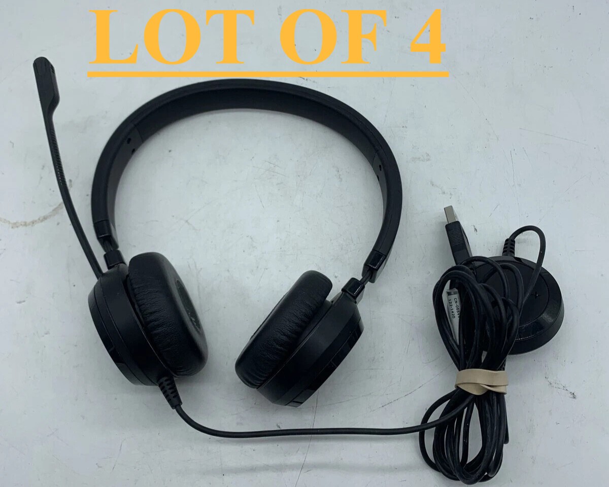LOT OF 4 Dell by Jabra HSC016 USB Stereo Headset w/ Passive Noise Cancellation