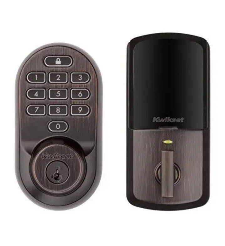 Kwikset Halo Wi-Fi Smart Door Lock, Keypad Entry Deadbolt w/ SmartKey - Bronze
