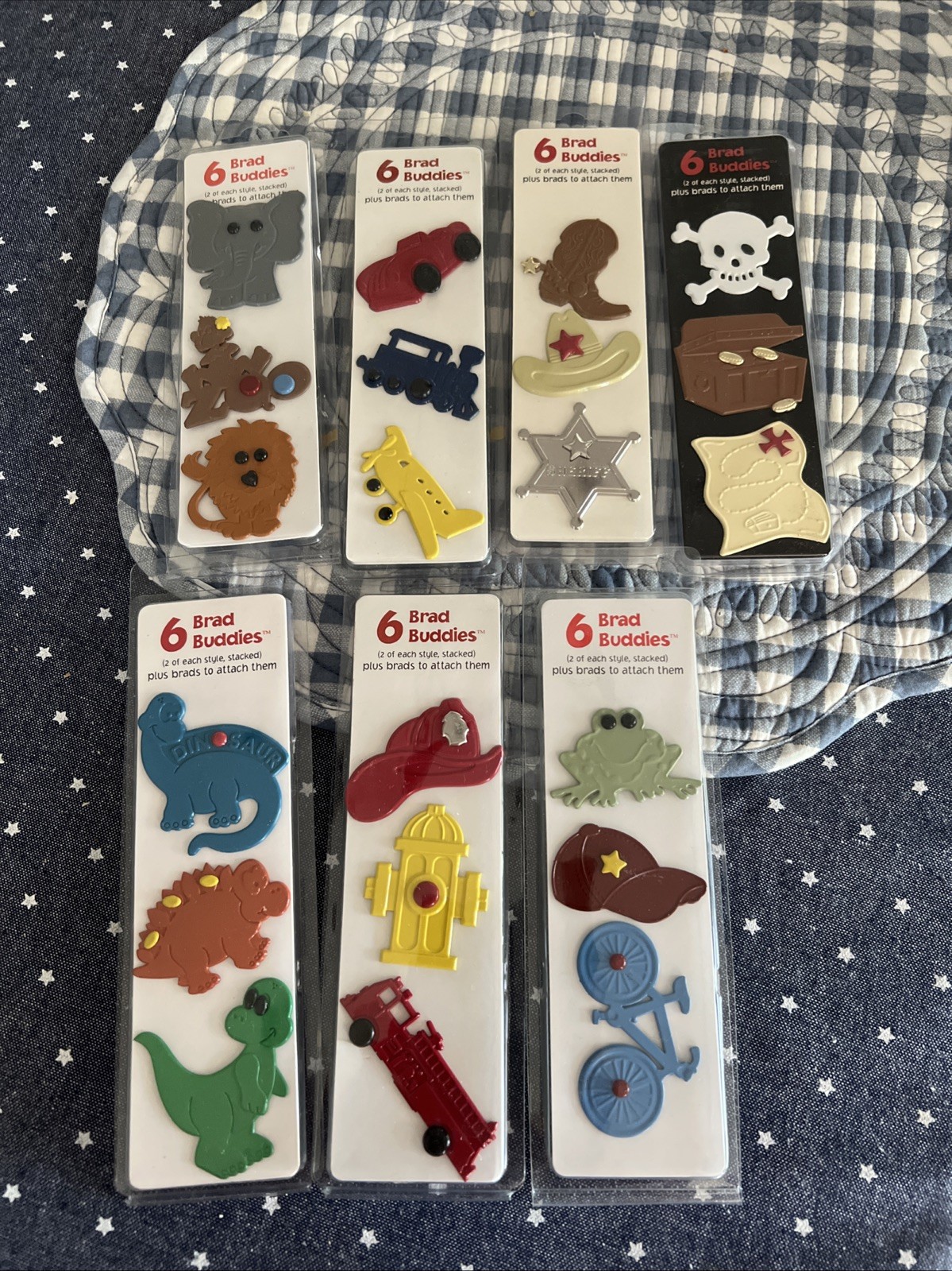 Hot Off The Press Lot of 7 Brad Buddies Embellishments Card Making Craft