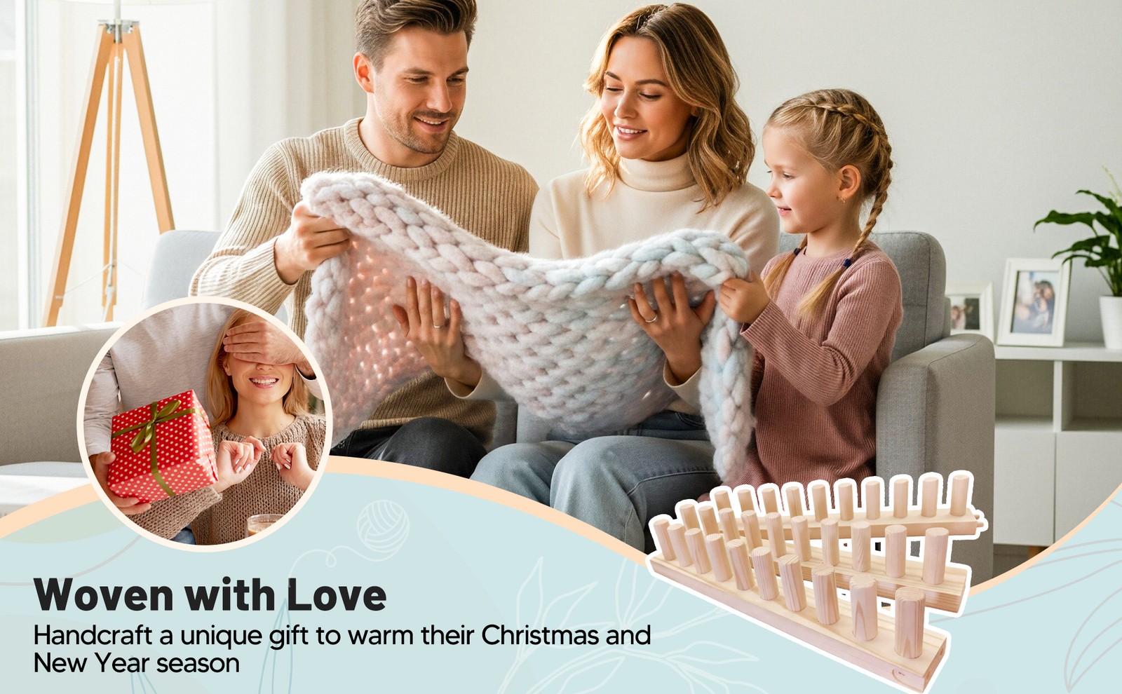 Chunky Yarn Blanket Loom Hand Knitting Adjustable