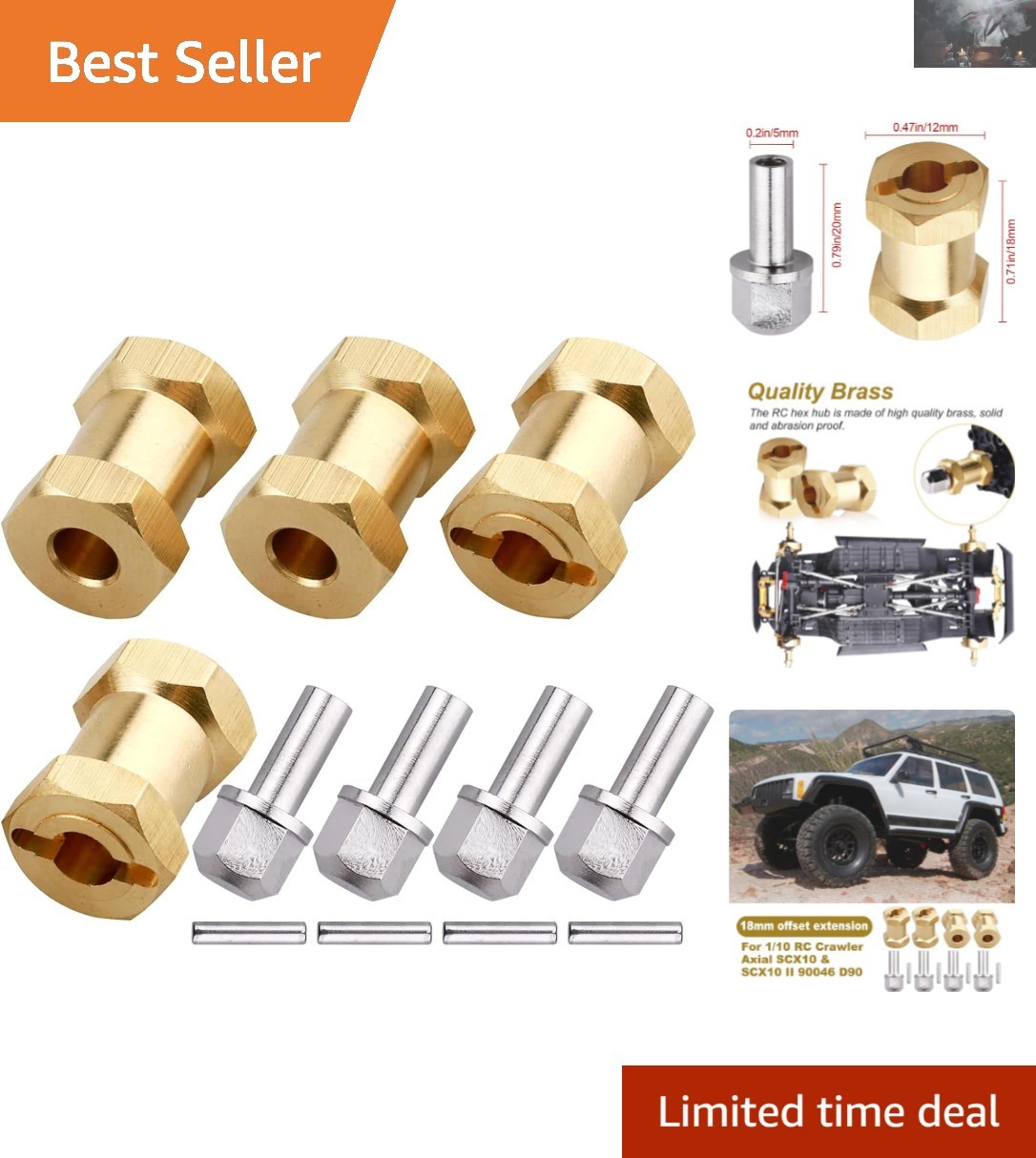 Upgrade Stability with 4PCS Brass 12mm Hex Drive Wheel Spacers for RC Crawlers