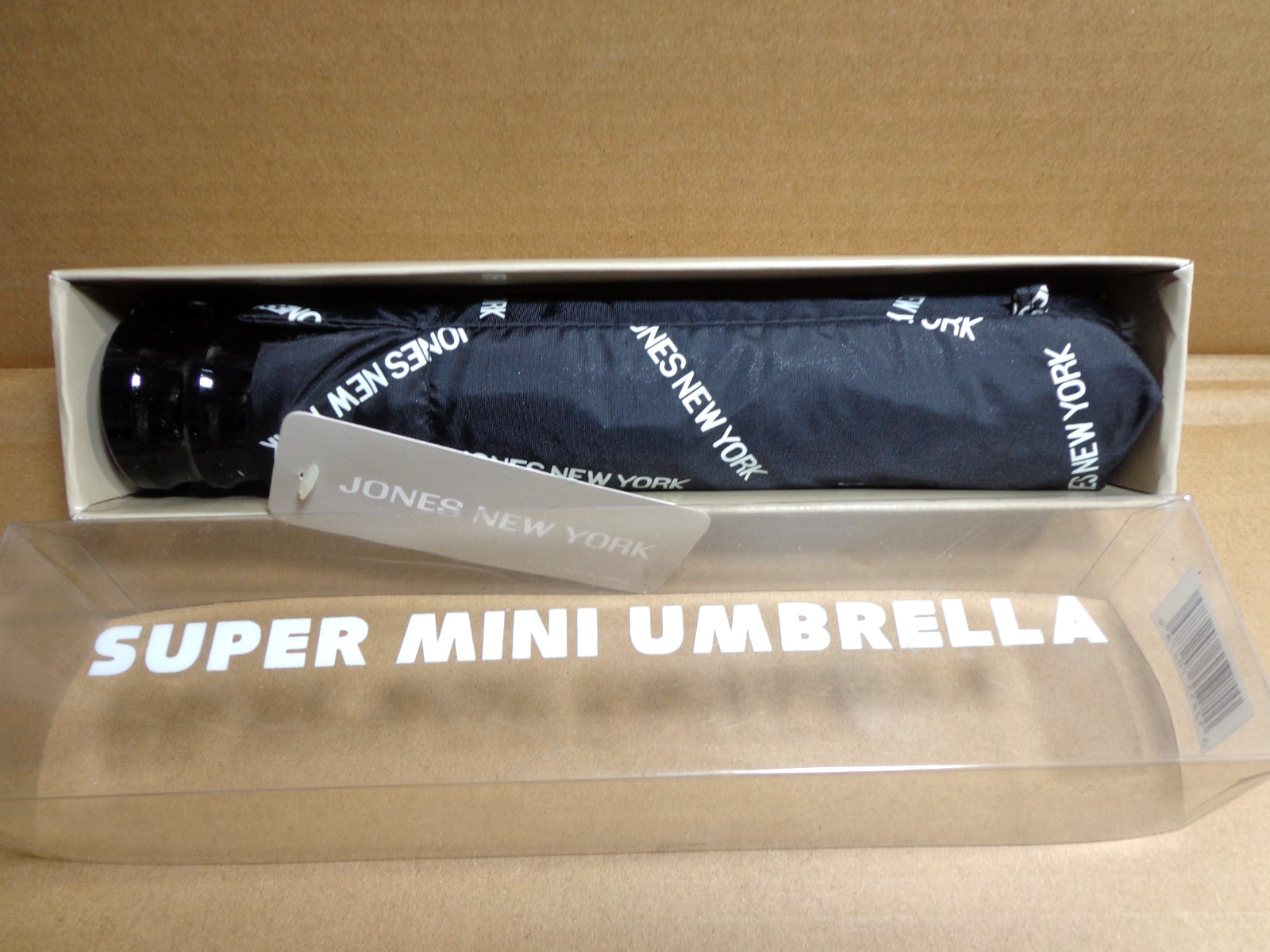 Jones New York  Super Mini Umbrella Auto Open Black  100% Nylon NEW