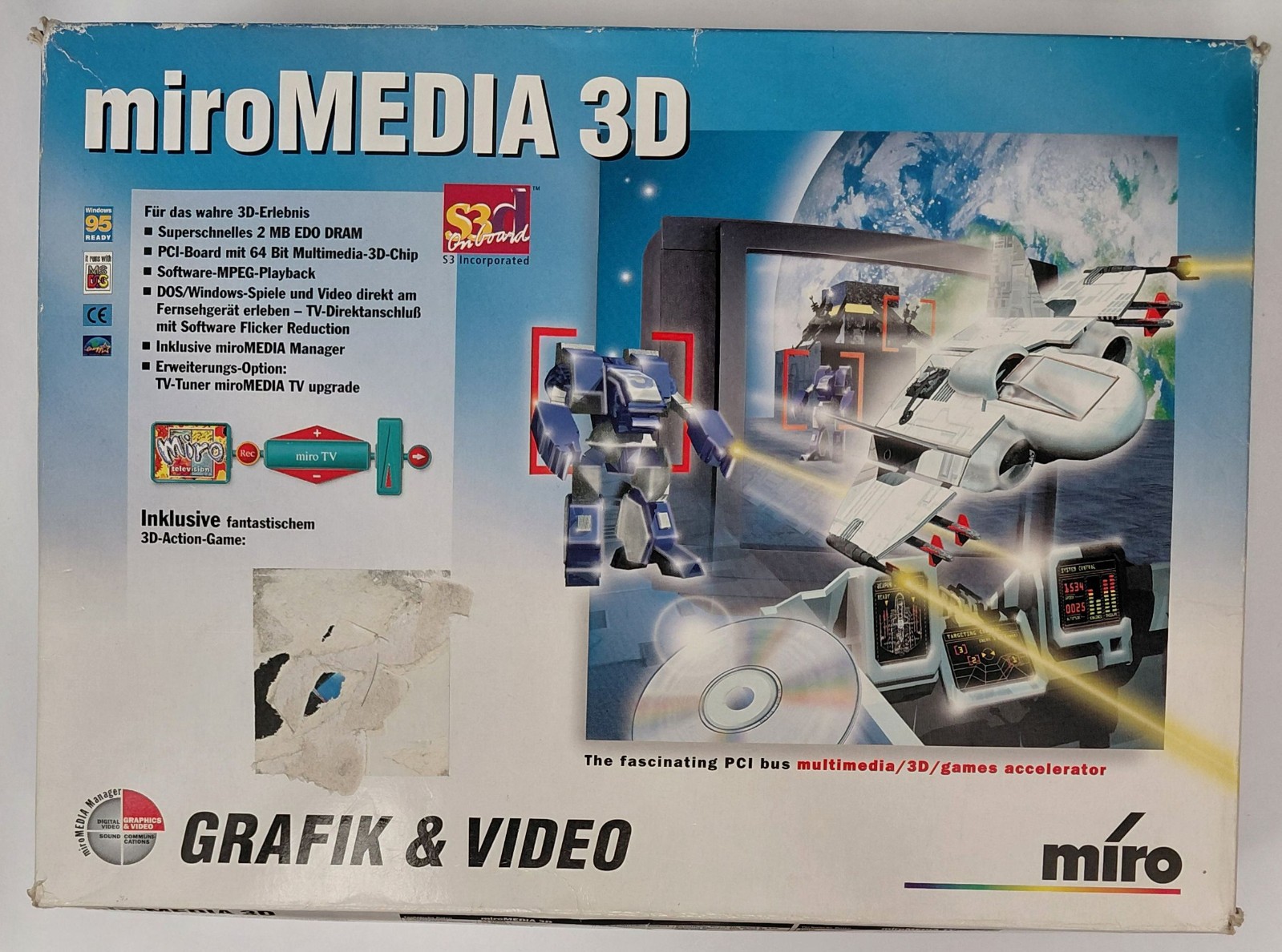 miro miroMedia 3D PCI Graphics Card (S3 ViRGE, 86C325, 2MB, 1996, Retro, Original Box)