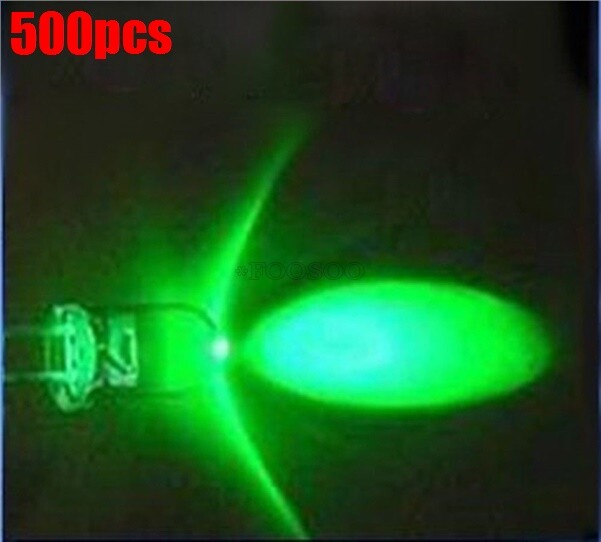 500Pcs 3Mm Green Round Led 5000Mcd Super Bright Led Lamp uz