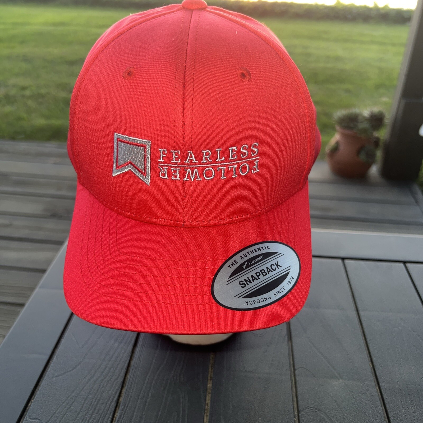 Fearless Follower w Silver Red Logo Youth Hat Cap Hook Loop Polyester EUC