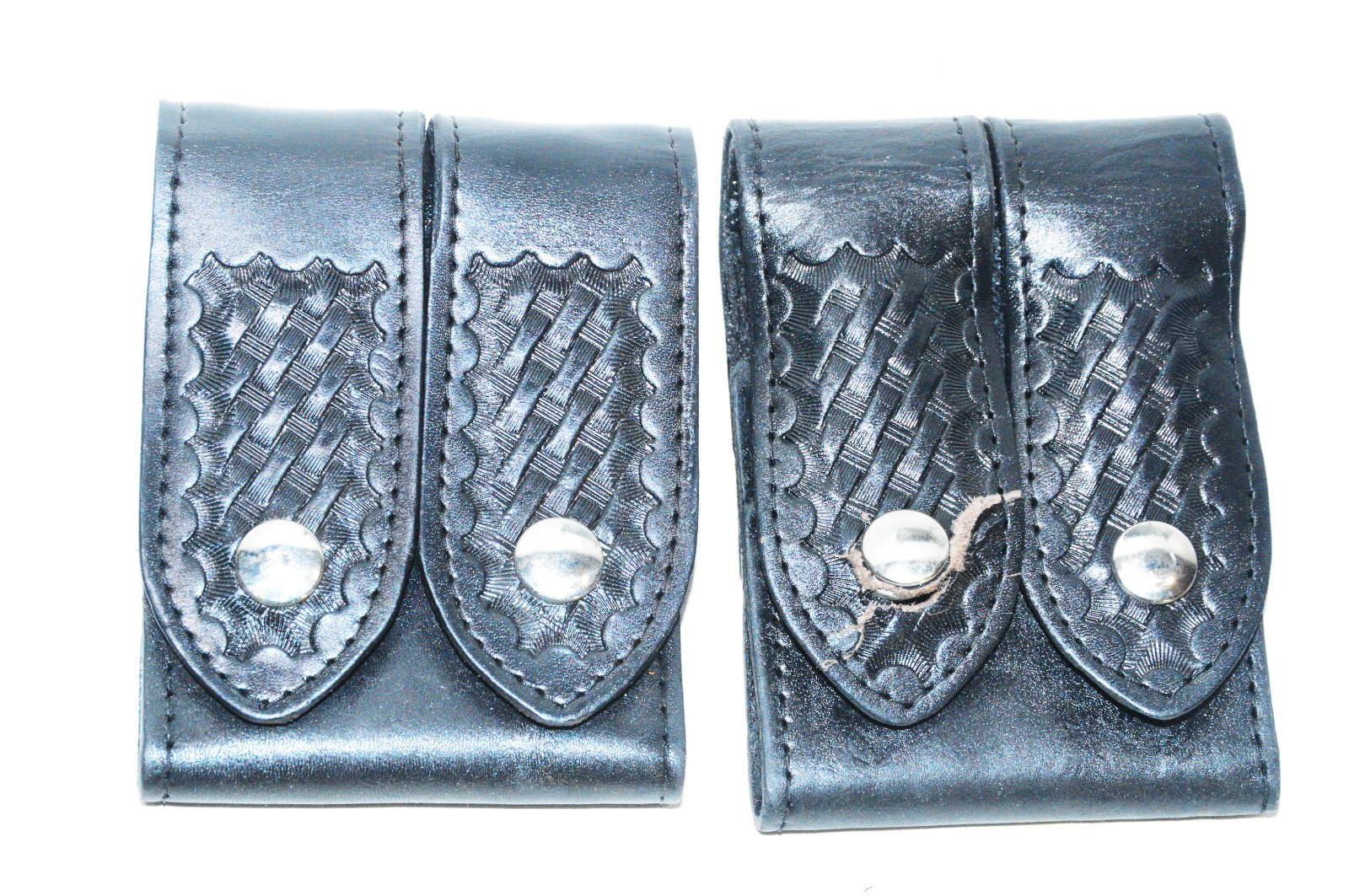 2 Gould & Goodrich Black Leather Speedloader Carriers 2-Cell B 494 W