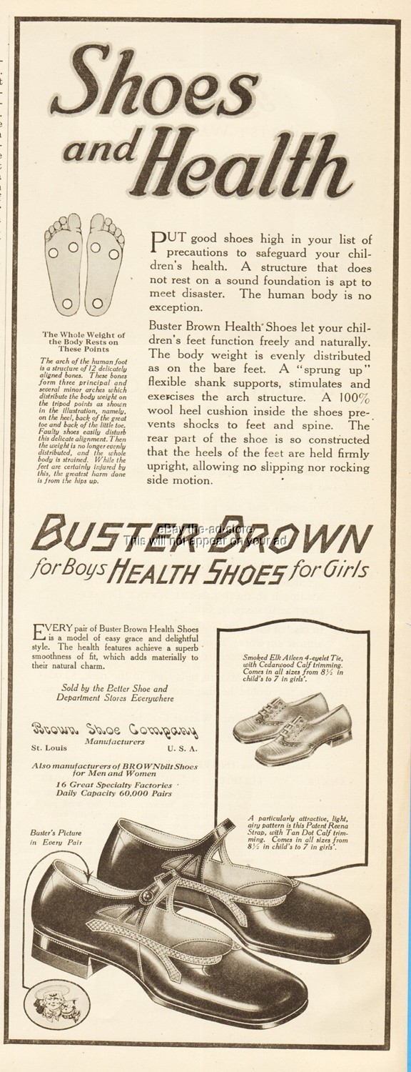 1927 Buster Brown Shoe Company St Louis MO Vintage 1920's Girl's Health Shoes Ad