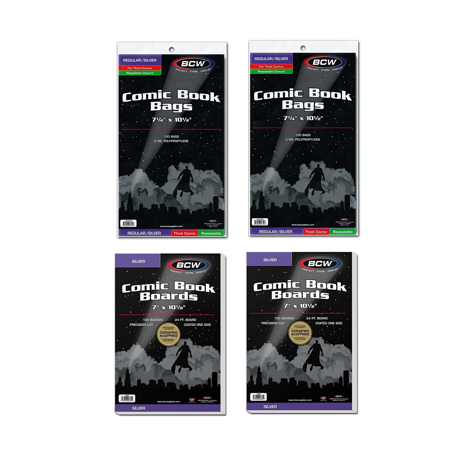 Thick Resealable Silver/Regular Comic Bags & Silver Comic Backing Boards | Ac...