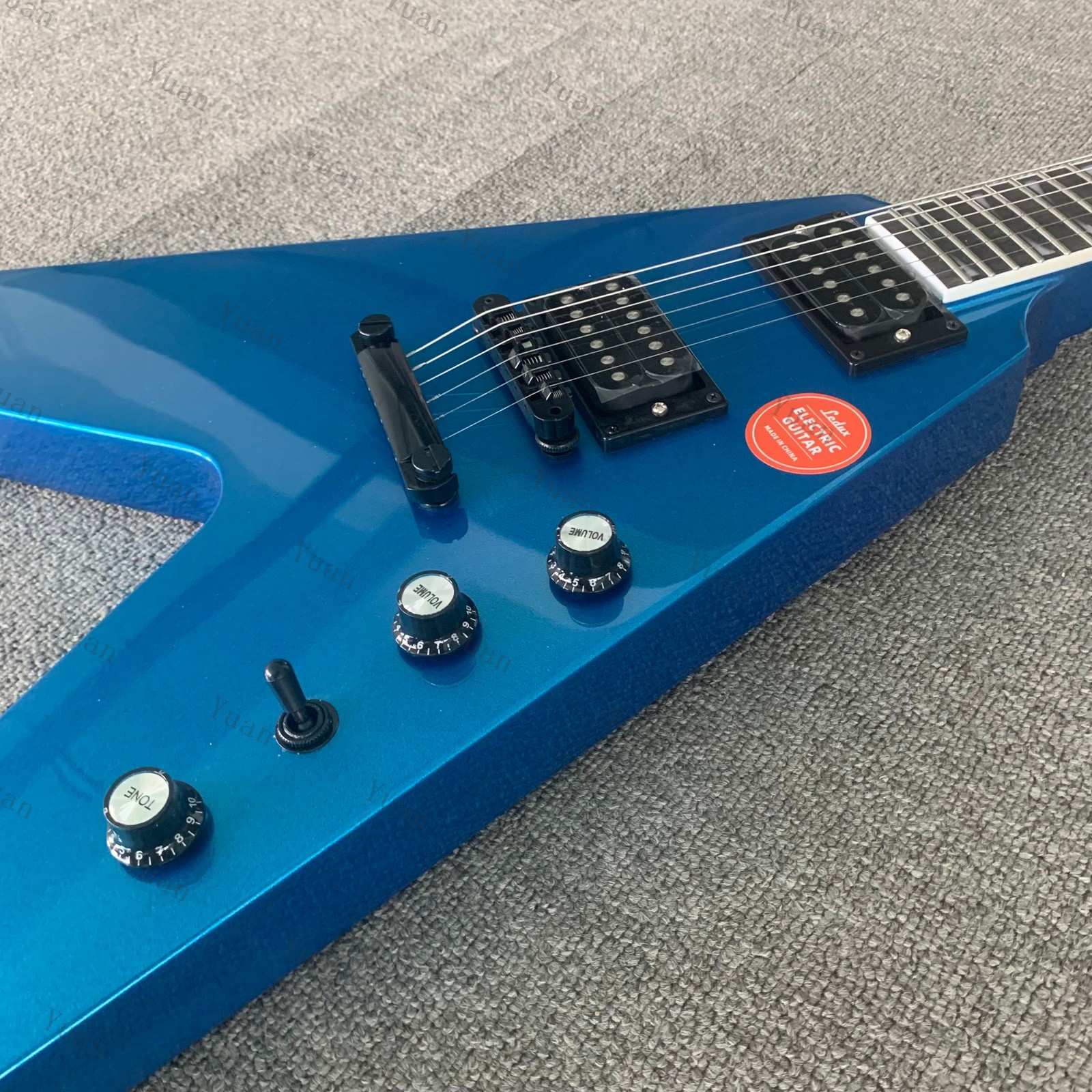 Metallic Blue FY Solid Electric Guitar HH Pickups tainless Frets Free Ship