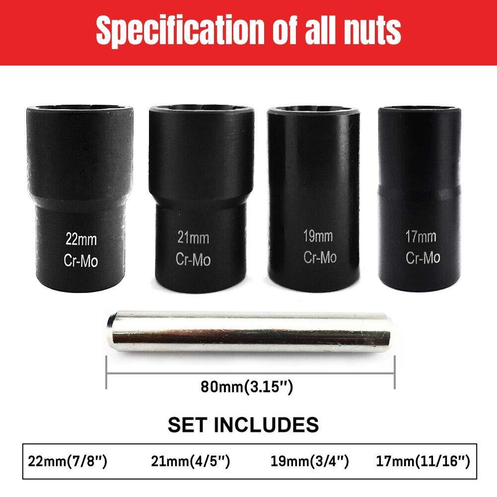 5 Pcs 1/2 Twist Socket Set 6point Sockets Nut And Bolt Extractor Tool Kitbolt &