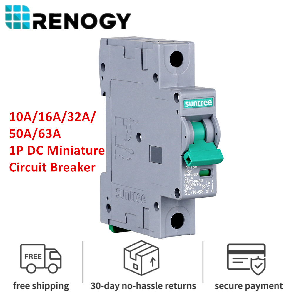 Renogy 10A/16A/32A/50A/63A 1P DC Miniature Circuit Breaker 6KA 250V Solar Energy