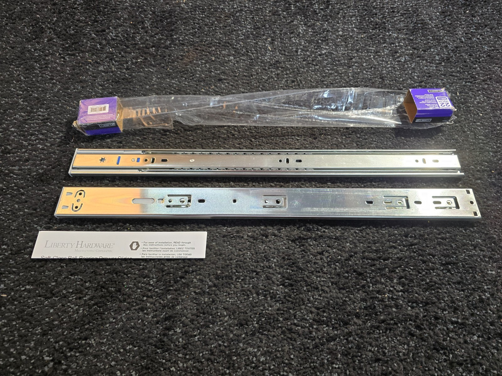 (QTY 2 PAIR) LIBERTY 942205 22-Inch Soft-Close Ball Bearing Drawer Slide, Zinc
