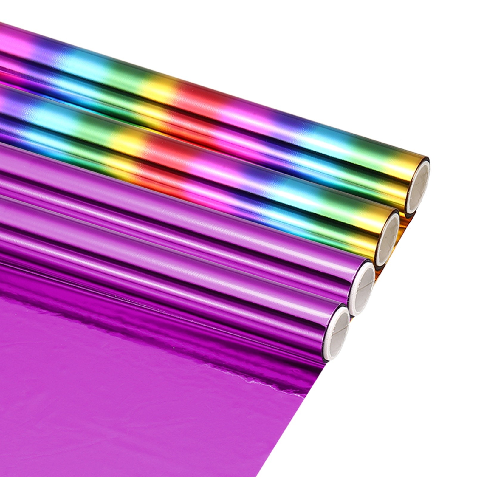 4Pcs Pink Purple/Colorful Hot Stamping Heat-Activated Foil Roll, 6" W x 3ft l