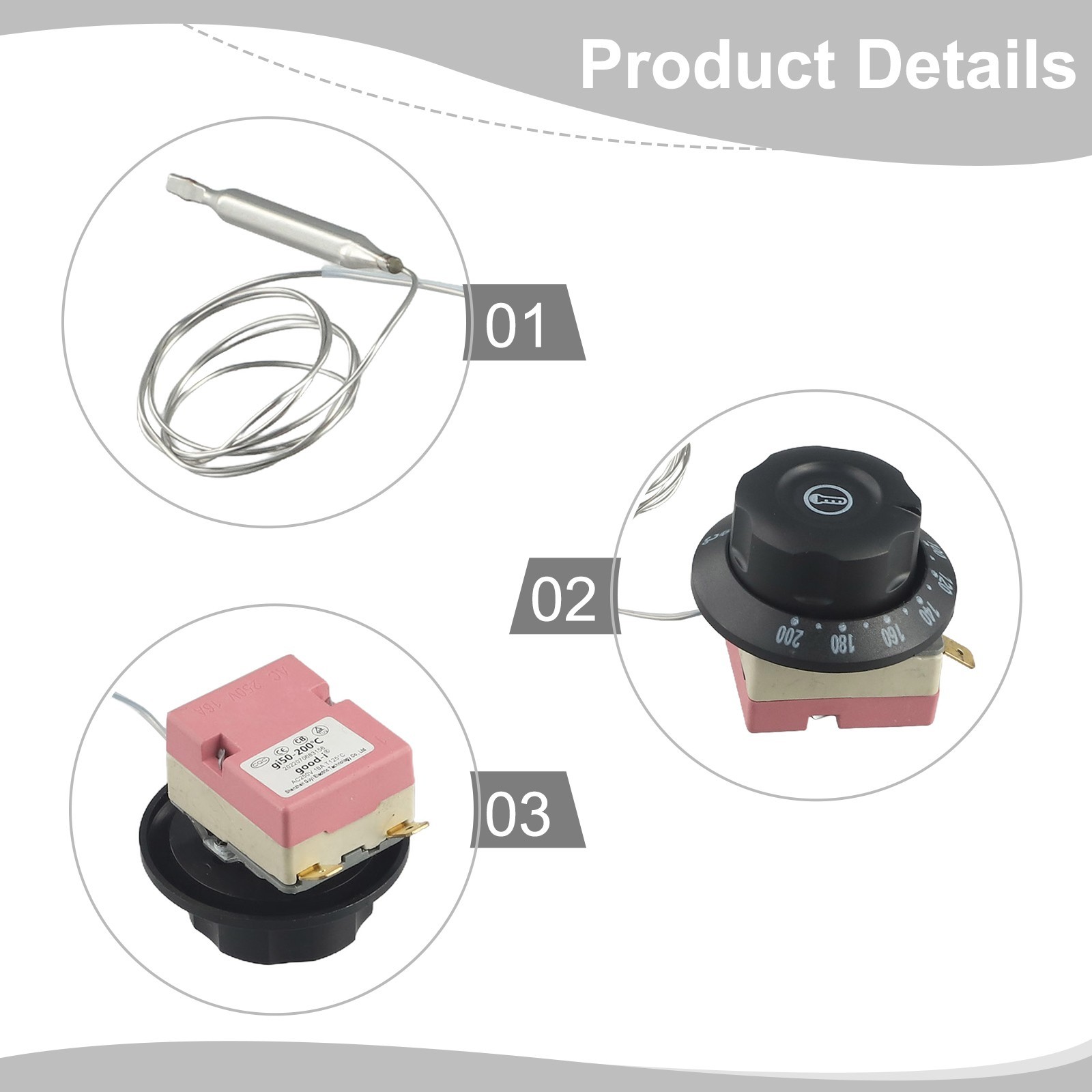 Oven Thermostat Adjustable Temperature Electric Kitchen Home Appliance Set