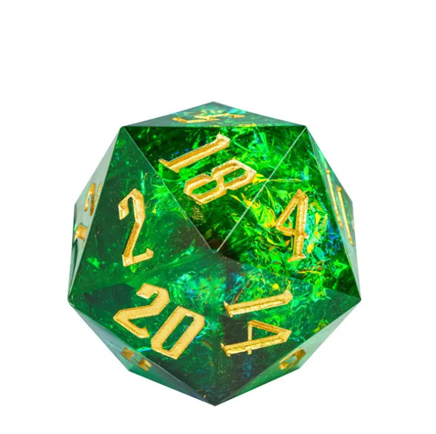 Green Shimmering Crystal 33mm Chonk d20 | 💀 TPK | Dungeons & Dragons DnD
