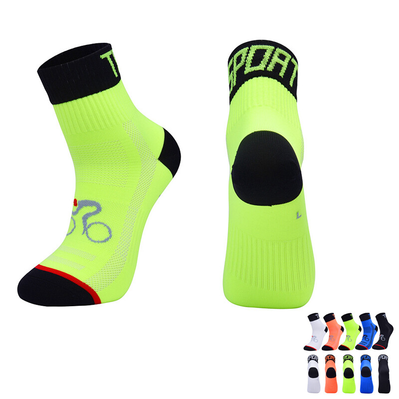 Pro Men Women Road Cycling Riding Bicycle Bike Sports Ankle Socks MTB BMX Green