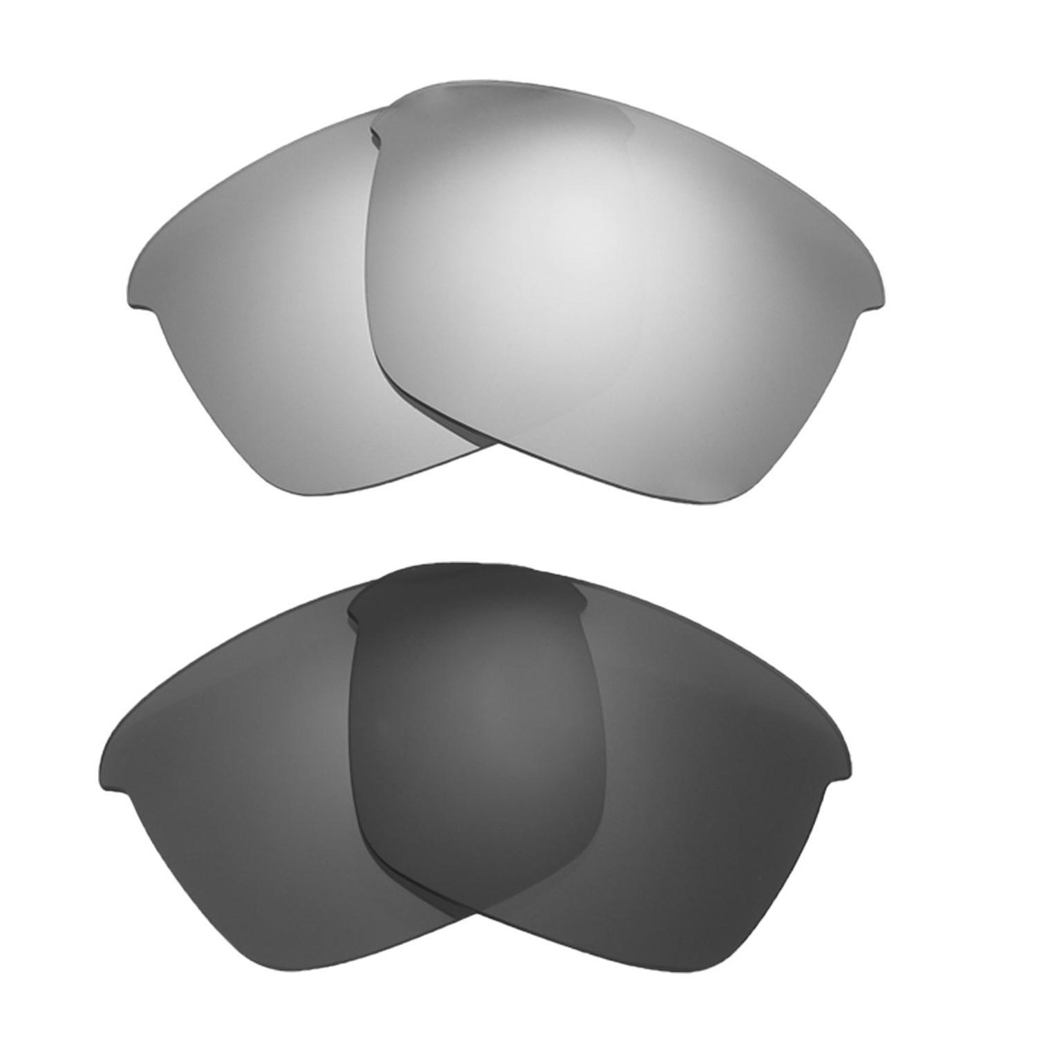 Walleva Two Pairs Polarized Lenses For Oakley Thinlink - Titanium + Black